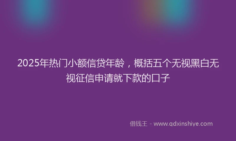 2025年热门小额信贷年龄，概括五个无视黑白无视征信申请就下款的口子