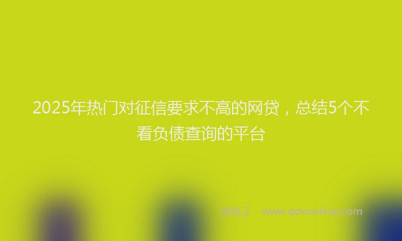 2025年热门对征信要求不高的网贷，总结5个不看负债查询的平台