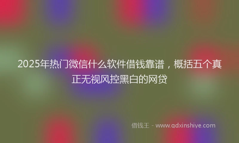 2025年热门微信什么软件借钱靠谱，概括五个真正无视风控黑白的网贷