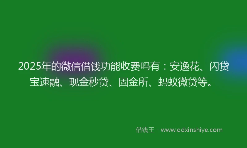 2025年的微信借钱功能收费吗有：安逸花、闪贷宝速融、现金秒贷、固金所、蚂蚁微贷等。