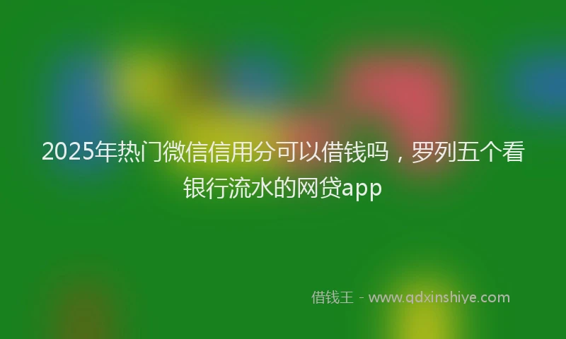 2025年热门微信信用分可以借钱吗，罗列五个看银行流水的网贷app