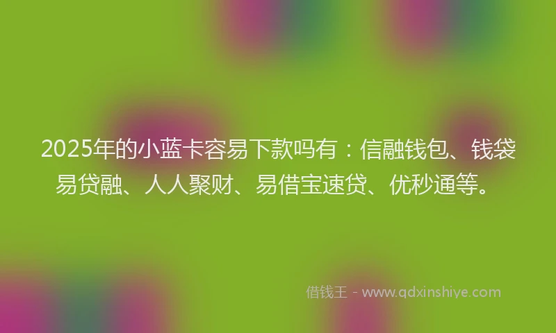2025年的小蓝卡容易下款吗有：信融钱包、钱袋易贷融、人人聚财、易借宝速贷、优秒通等。