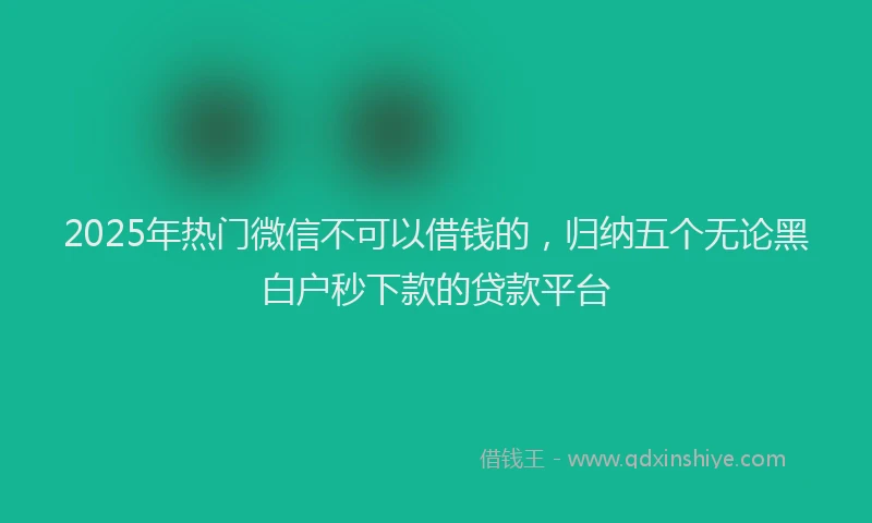 2025年热门微信不可以借钱的，归纳五个无论黑白户秒下款的贷款平台