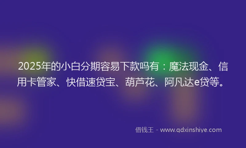 2025年的小白分期容易下款吗有：魔法现金、信用卡管家、快借速贷宝、葫芦花、阿凡达e贷等。