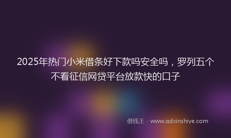 2025年热门小米借条好下款吗安全吗，罗列五个不看征信网贷平台放款快的口子