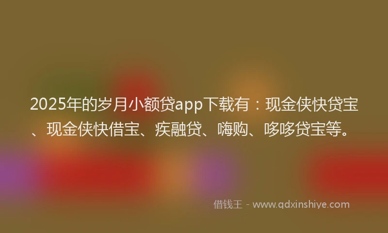 2025年的岁月小额贷app下载有：现金侠快贷宝、现金侠快借宝、疾融贷、嗨购、哆哆贷宝等。