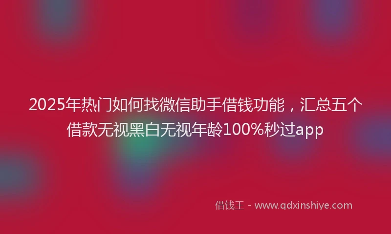 2025年热门如何找微信助手借钱功能，汇总五个借款无视黑白无视年龄100%秒过app