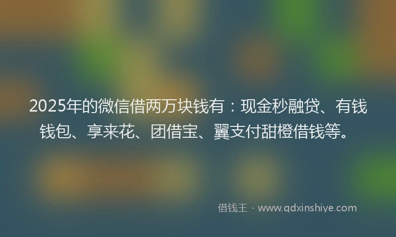 2025年的微信借两万块钱有：现金秒融贷、有钱钱包、享来花、团借宝、翼支付甜橙借钱等。