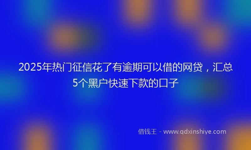 2025年热门征信花了有逾期可以借的网贷，汇总5个黑户快速下款的口子