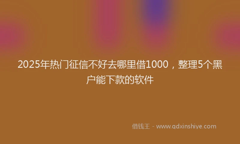 2025年热门征信不好去哪里借1000，整理5个黑户能下款的软件