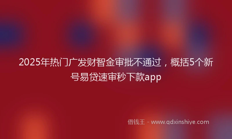 2025年热门广发财智金审批不通过，概括5个新号易贷速审秒下款app