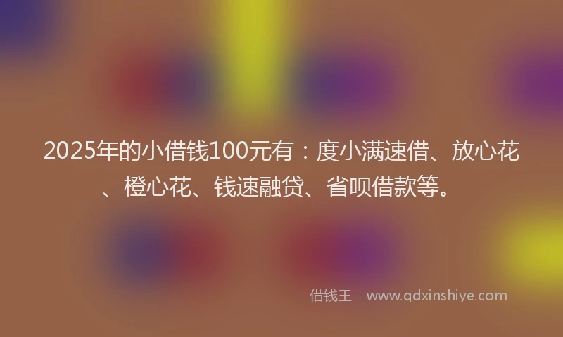 2025年的小借钱100元有：度小满速借、放心花、橙心花、钱速融贷、省呗借款等。