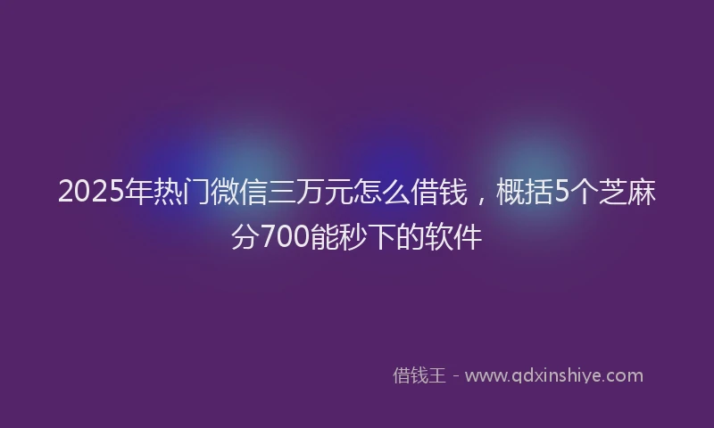 2025年热门微信三万元怎么借钱，概括5个芝麻分700能秒下的软件