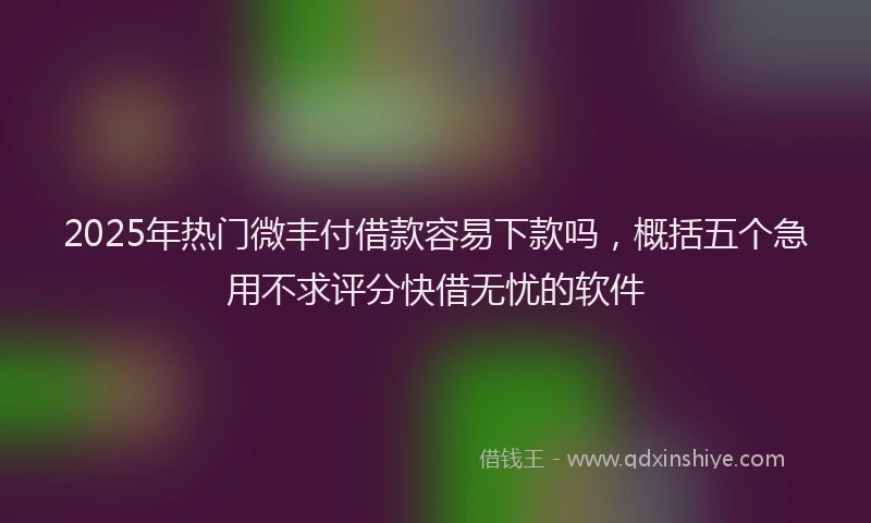2025年热门微丰付借款容易下款吗，概括五个急用不求评分快借无忧的软件