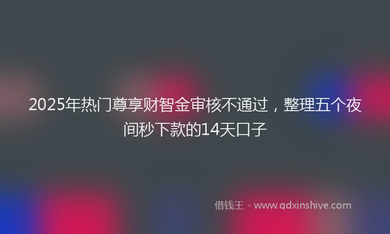 2025年热门尊享财智金审核不通过，整理五个夜间秒下款的14天口子