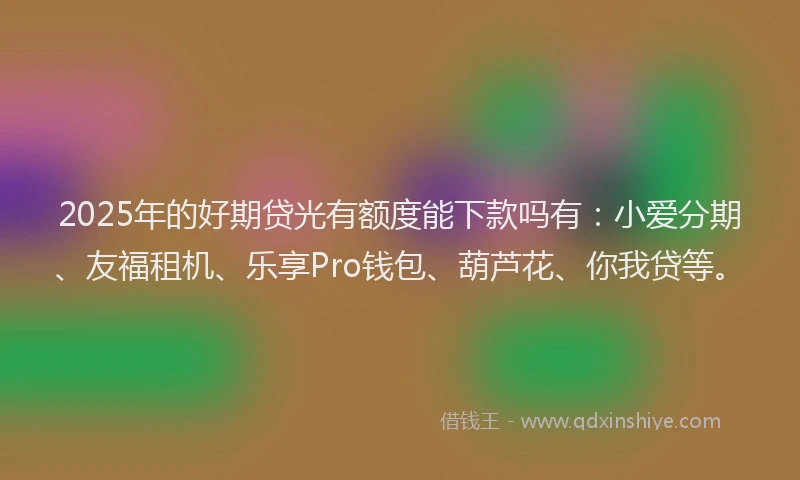 2025年的好期贷光有额度能下款吗有：小爱分期、友福租机、乐享Pro钱包、葫芦花、你我贷等。