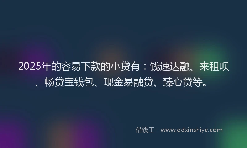2025年的容易下款的小贷有：钱速达融、来租呗、畅贷宝钱包、现金易融贷、臻心贷等。