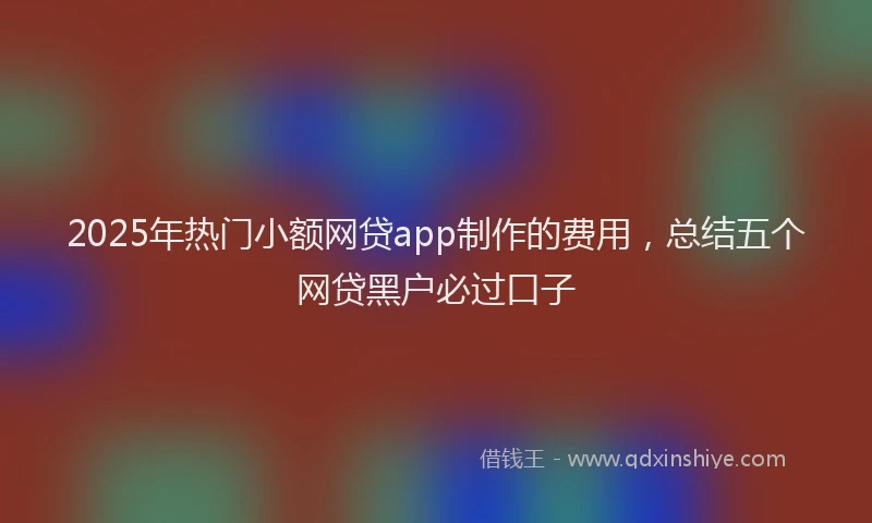 2025年热门小额网贷app制作的费用，总结五个网贷黑户必过口子