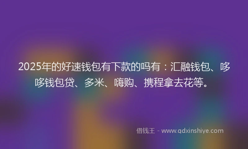 2025年的好速钱包有下款的吗有：汇融钱包、哆哆钱包贷、多米、嗨购、携程拿去花等。
