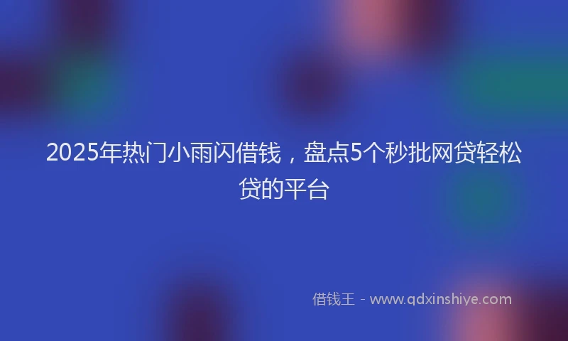2025年热门小雨闪借钱，盘点5个秒批网贷轻松贷的平台