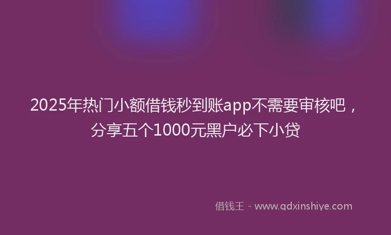 2025年热门小额借钱秒到账app不需要审核吧，分享五个1000元黑户必下小贷