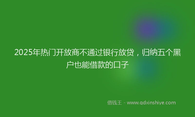 2025年热门开放商不通过银行放贷，归纳五个黑户也能借款的口子