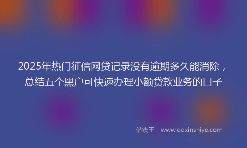 2025年热门征信网贷记录没有逾期多久能消除，总结五个黑户可快速办理小额贷款业务的口子