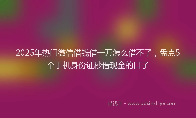 2025年热门微信借钱借一万怎么借不了，盘点5个手机身份证秒借现金的口子