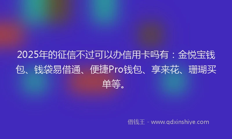 2025年的征信不过可以办信用卡吗有：金悦宝钱包、钱袋易借通、便捷Pro钱包、享来花、珊瑚买单等。