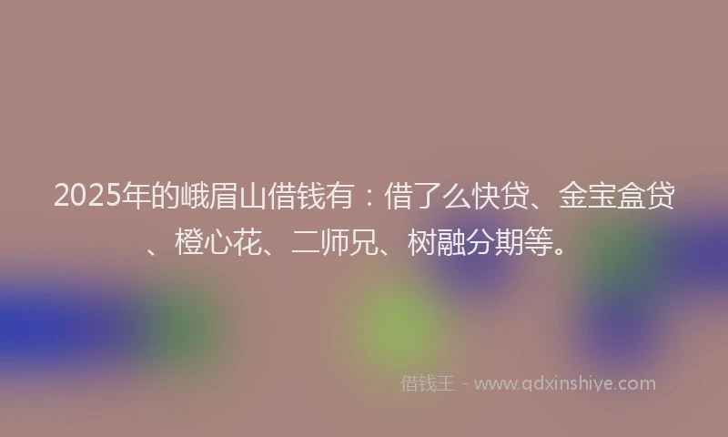 2025年的峨眉山借钱有：借了么快贷、金宝盒贷、橙心花、二师兄、树融分期等。