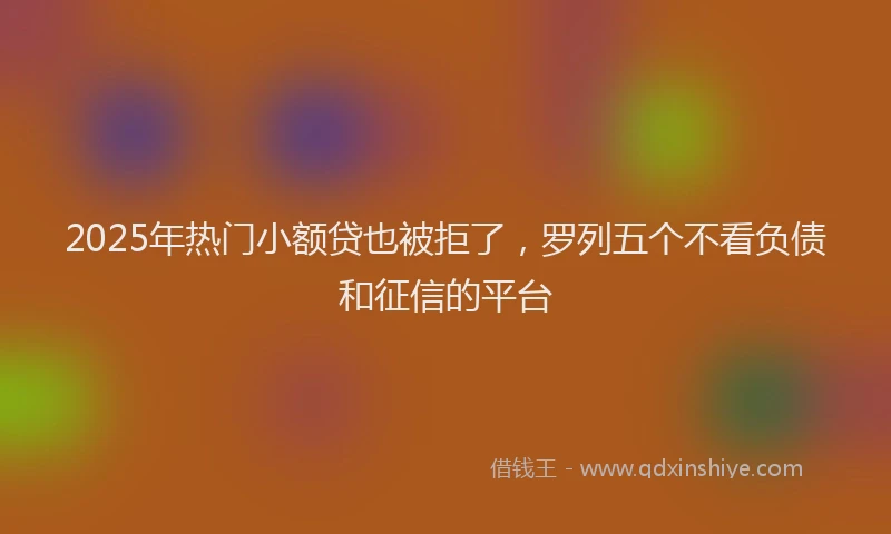 2025年热门小额贷也被拒了，罗列五个不看负债和征信的平台