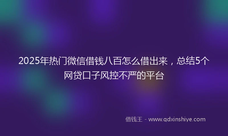 2025年热门微信借钱八百怎么借出来，总结5个网贷口子风控不严的平台