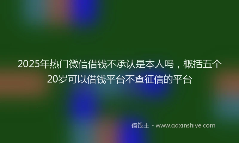 2025年热门微信借钱不承认是本人吗，概括五个20岁可以借钱平台不查征信的平台