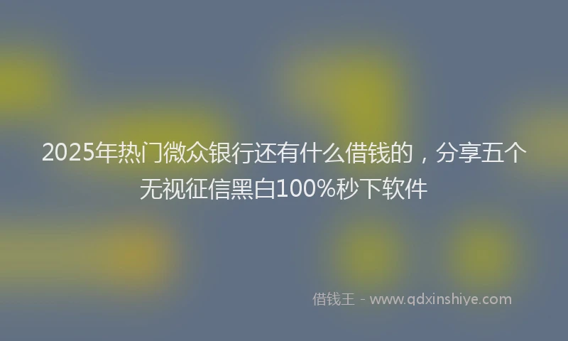 2025年热门微众银行还有什么借钱的，分享五个无视征信黑白100%秒下软件