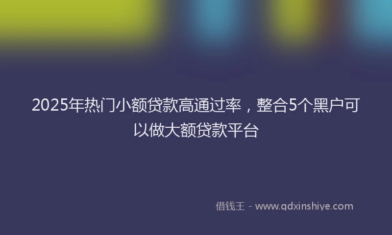 2025年热门小额贷款高通过率，整合5个黑户可以做大额贷款平台