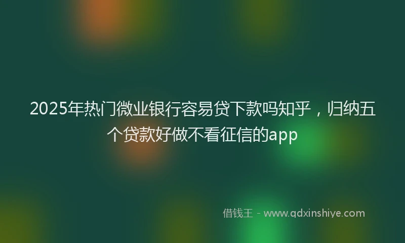 2025年热门微业银行容易贷下款吗知乎，归纳五个贷款好做不看征信的app