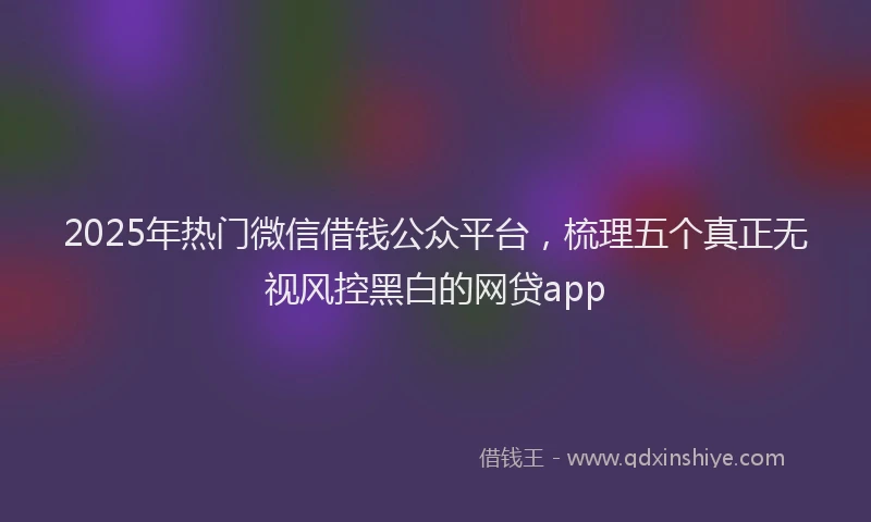 2025年热门微信借钱公众平台，梳理五个真正无视风控黑白的网贷app
