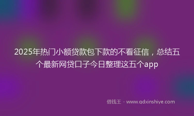2025年热门小额贷款包下款的不看征信，总结五个最新网贷口子今日整理这五个app
