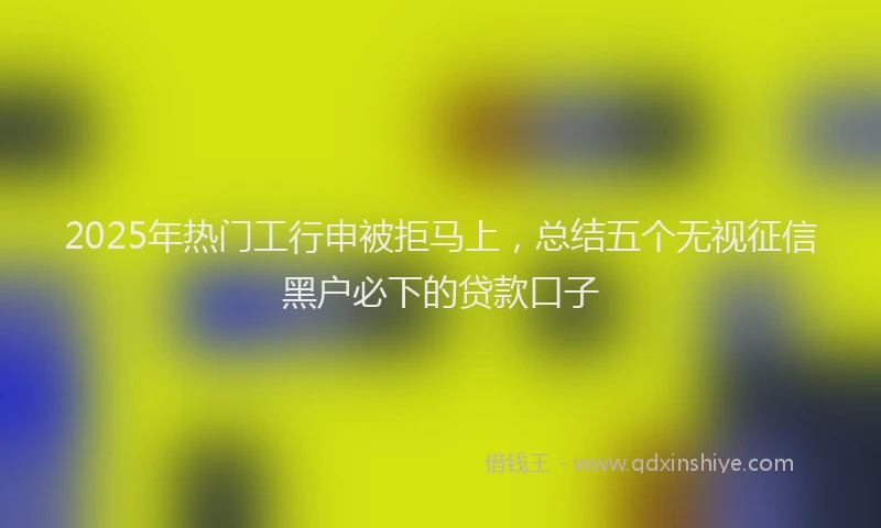2025年热门工行申被拒马上，总结五个无视征信黑户必下的贷款口子
