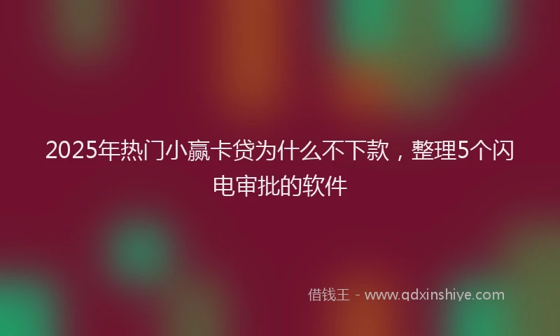 2025年热门小赢卡贷为什么不下款，整理5个闪电审批的软件
