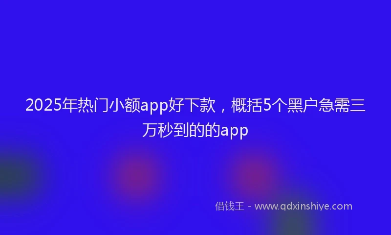 2025年热门小额app好下款，概括5个黑户急需三万秒到的的app