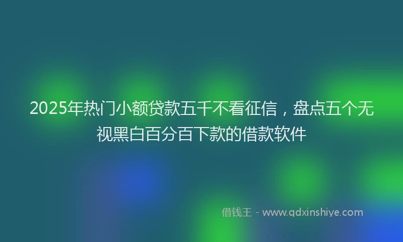 2025年热门小额贷款五千不看征信，盘点五个无视黑白百分百下款的借款软件