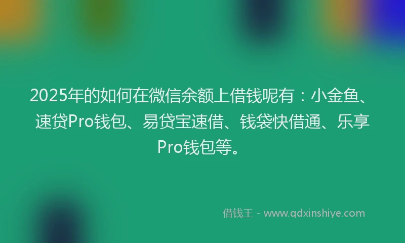 2025年的如何在微信余额上借钱呢有：小金鱼、速贷Pro钱包、易贷宝速借、钱袋快借通、乐享Pro钱包等。
