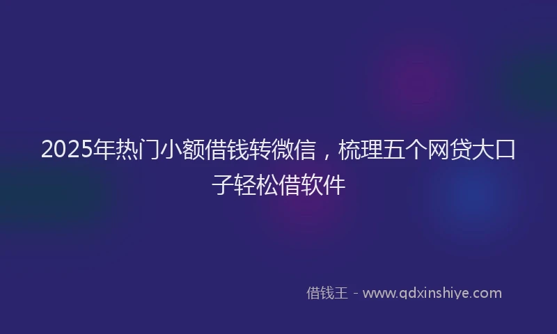 2025年热门小额借钱转微信，梳理五个网贷大口子轻松借软件