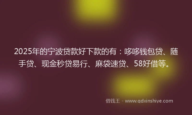 2025年的宁波贷款好下款的有：哆哆钱包贷、随手贷、现金秒贷易行、麻袋速贷、58好借等。