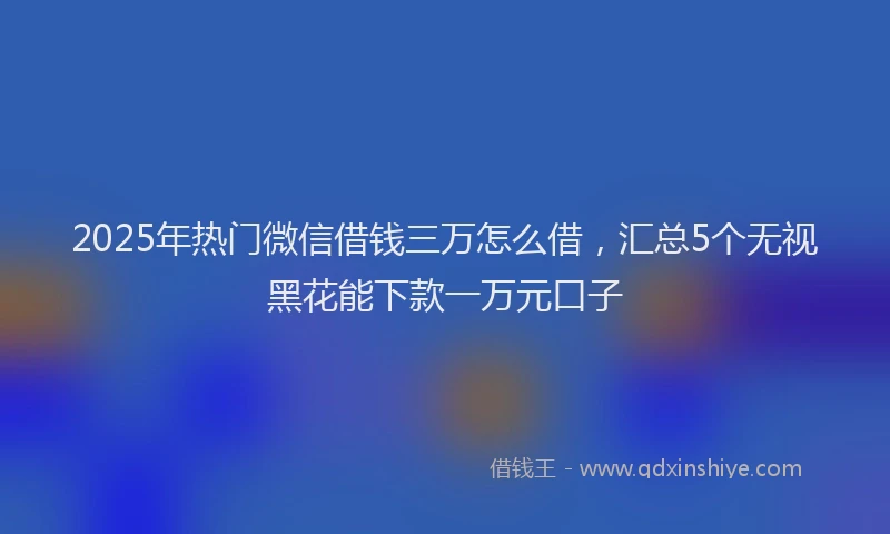 2025年热门微信借钱三万怎么借，汇总5个无视黑花能下款一万元口子