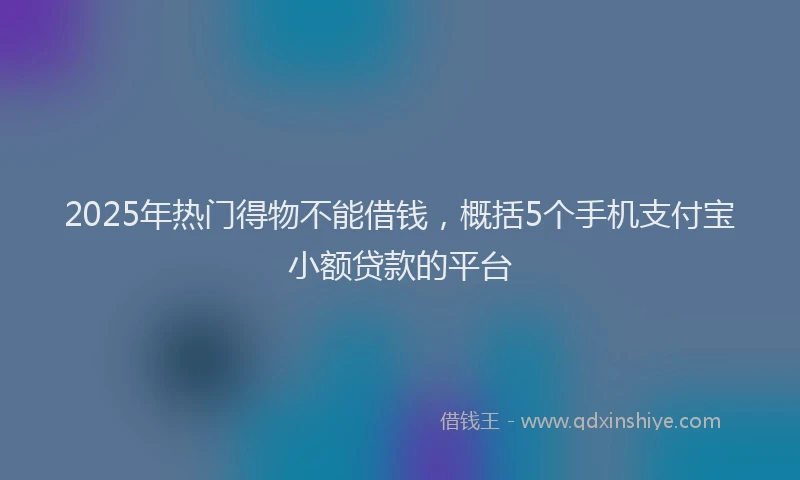 2025年热门得物不能借钱，概括5个手机支付宝小额贷款的平台