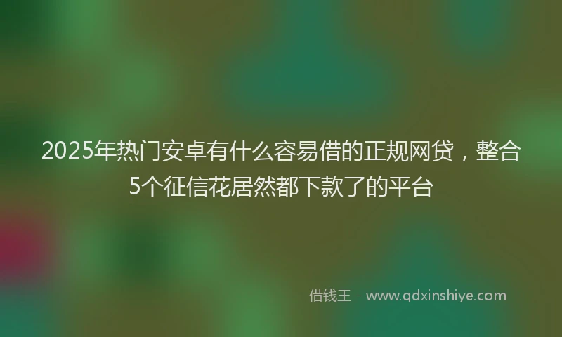 2025年热门安卓有什么容易借的正规网贷，整合5个征信花居然都下款了的平台