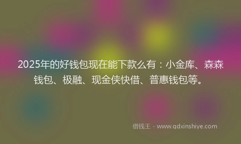 2025年的好钱包现在能下款么有：小金库、森森钱包、极融、现金侠快借、普惠钱包等。