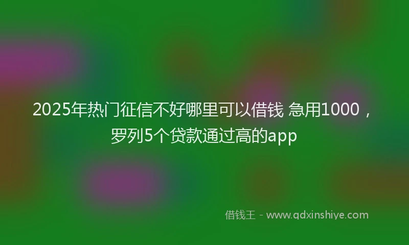 2025年热门征信不好哪里可以借钱 急用1000，罗列5个贷款通过高的app